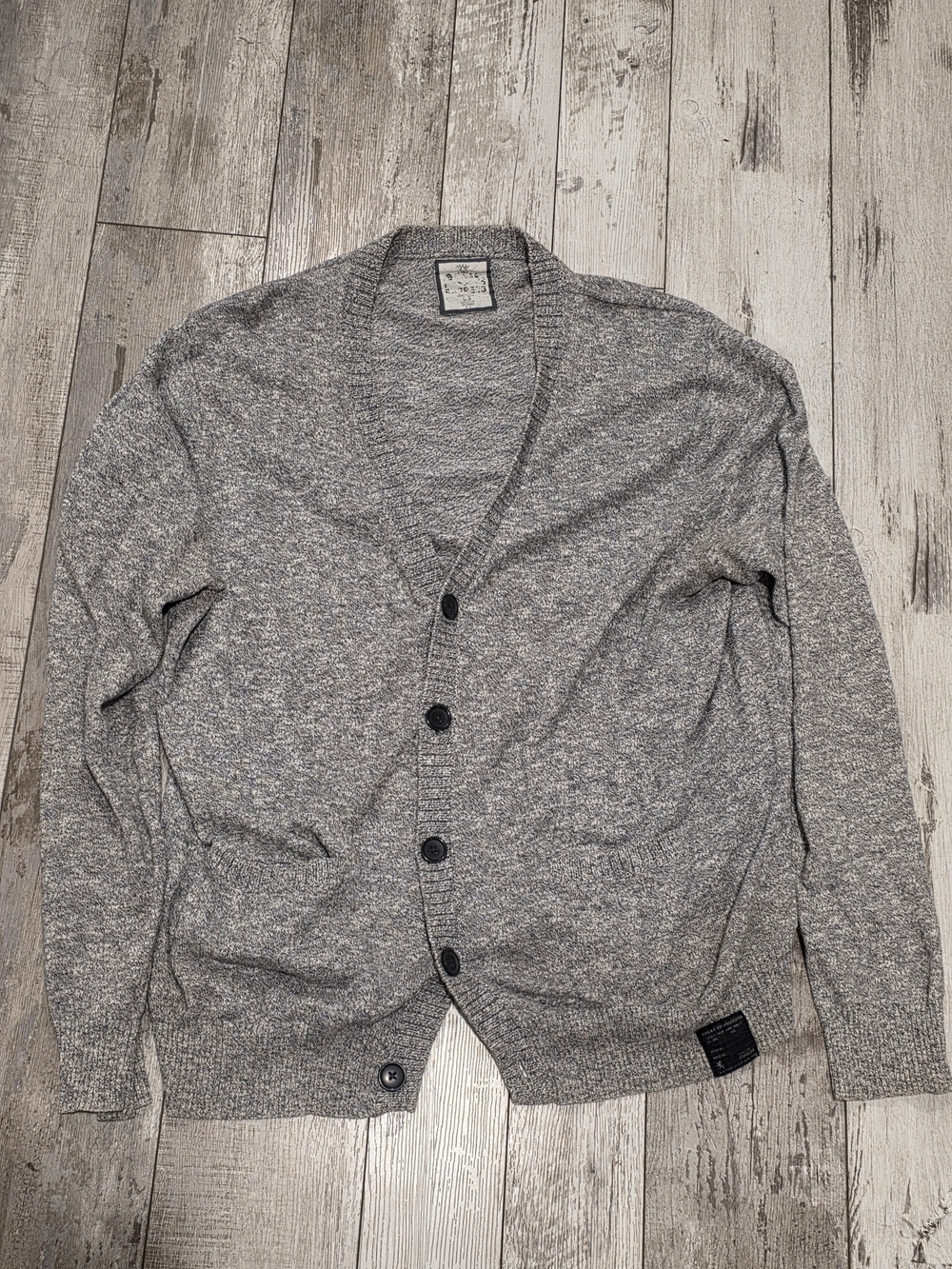 (L) Men's Express Cardigan Sweater Button Up Gray 100% Cotton Size Large